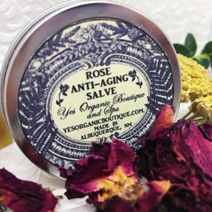 Rose Anti-Aging Salve - with Frankincense, Calendula, Chamomile, Arnica, Yarrow - Regenerates Maturing Skin