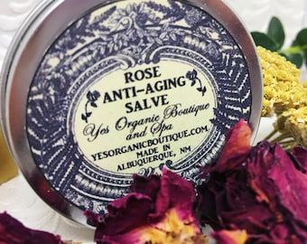 Rose Anti-Aging Salve - with Frankincense, Calendula, Chamomile, Arnica, Yarrow - Regenerates Maturing Skin