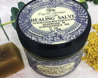 Healing Salve - Organic - for Cuts, Scrapes Rough Skin - with Aloe & Shea Butter, Plantain Leaf, Calendula, Witch Hazel, Elderflower