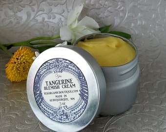 Tangerine Blemish Cream - For Acne-Prone, Oily, Problem, Inflamed Skin - with Tangerine Butter, Aloe Butter, Evoo, Astringent Essential oils