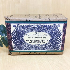 Vetiver Shave Soap Bar - Earthy, Uplifting Scent - Moisturizing & Cooling - - Great Gift for Him!