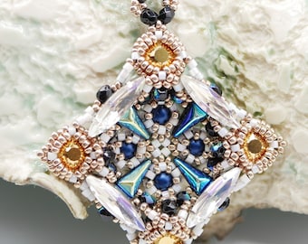 Samouczek: wzór koralikowy wisiorka 'Gothic Glass'. Pobierz cyfrowo. PDF!