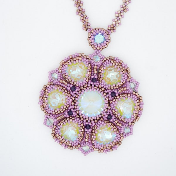 Tutorial 'Blossom' Pendant Necklace Beading Pattern Tutorial. Digital download. PDF!