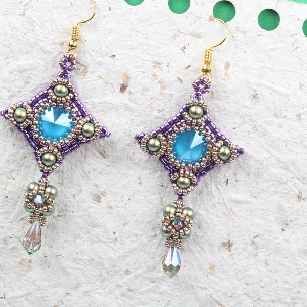 Tutorial 'Diamonds Are Forever' Earrings Beading Pattern. Digital download. PDF!