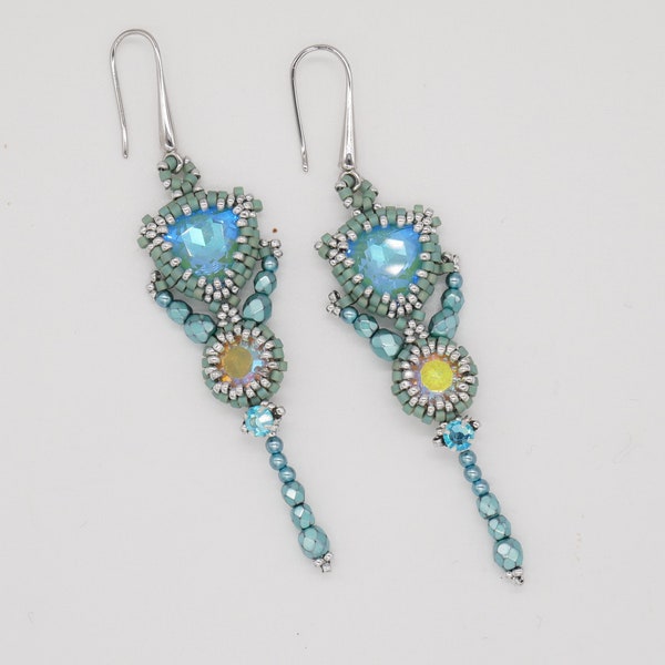 Tutorial 'Sea Breeze' Earrings Beading Pattern. Digital download. PDF!