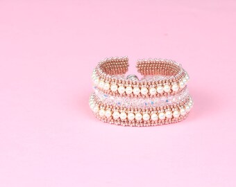 Tutorial 'Diamonds & Pearls' Bracelet Beading Pattern. Digital download. PDF!