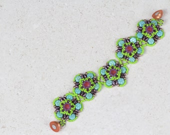 Tutorial 'Honeycomb Bouquet' Beading Tutorial - Bracelet PDF