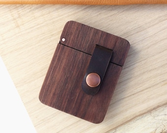 Walnut wood wallet and card holder