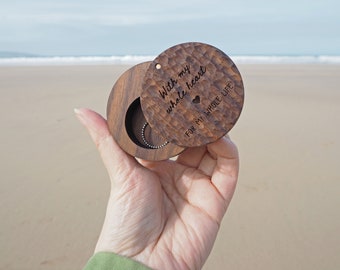 Personalised walnut wood engraved ring box