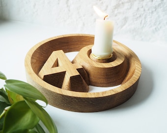 Birthday Milestone - Solid Oak Wood Round Candle Holder