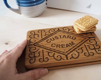 Custard Cream Biscuit Wooden Chunky Coaster