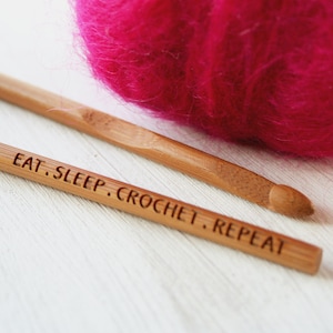 Engraved crochet hook - Eat Sleep Crochet Repeat