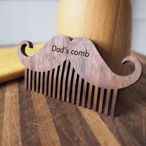 Personalised wooden moustache beard comb