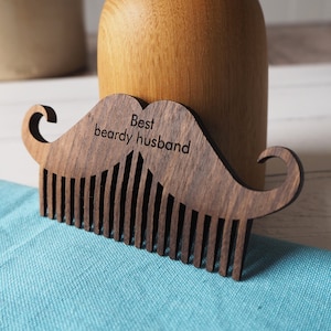 Wooden personalised beard moustache comb