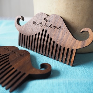 Wooden Beard Comb - gift for men - custom comb - personalised beard grooming comb - custom moustache comb - Groomsmen gift - hipster comb