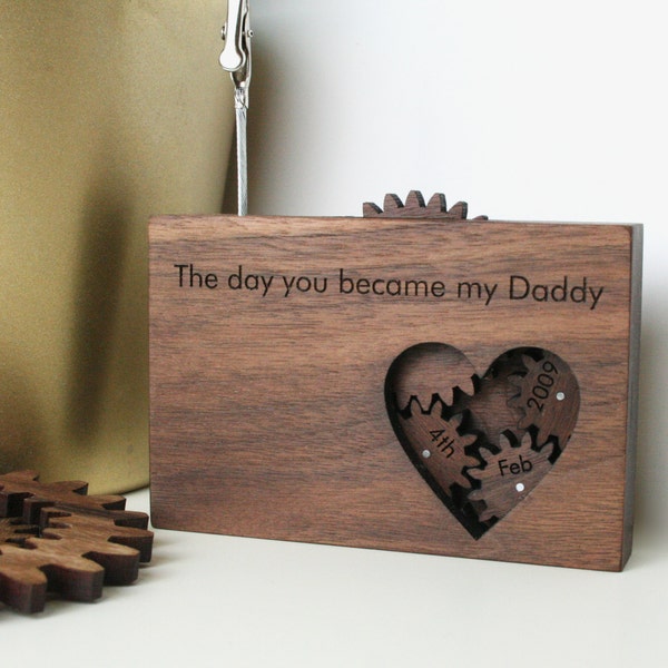 personalised wooden cog and gears picture frame