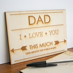 Personalised engraved wooden postcard for Dad