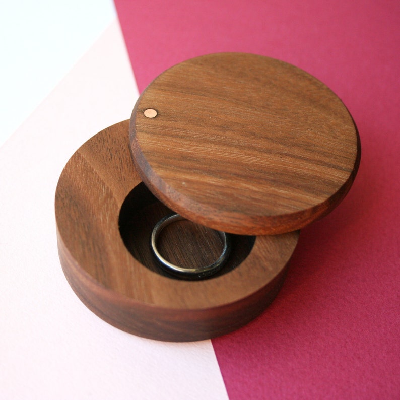 Wooden Wedding Ring Box Wood Wedding Band Box image 2