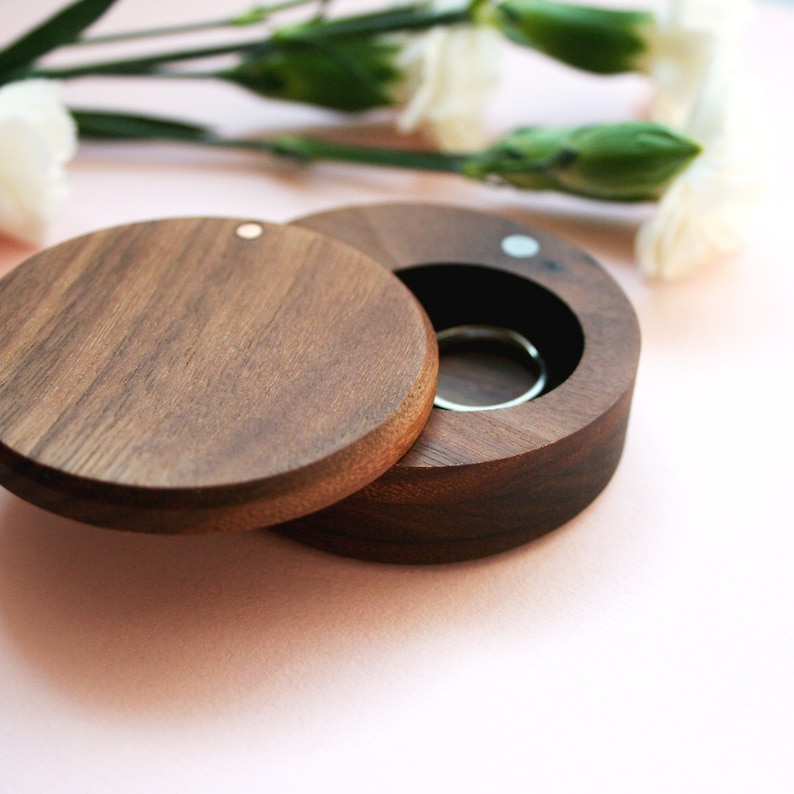 Wooden Wedding Ring Box Wood Wedding Band Box image 3