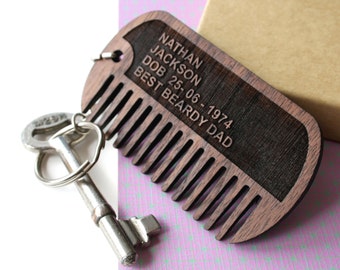 Custom wooden beard comb keychain