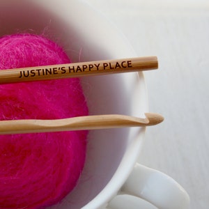 Personalised Happy Place Crochet Hook