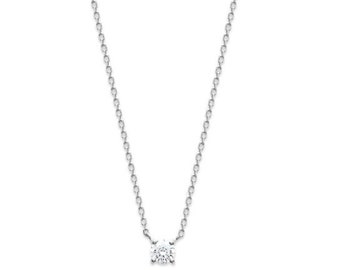 Collier argent 925 rhodié avec oxyde de zirconium solitaire 4 griffes