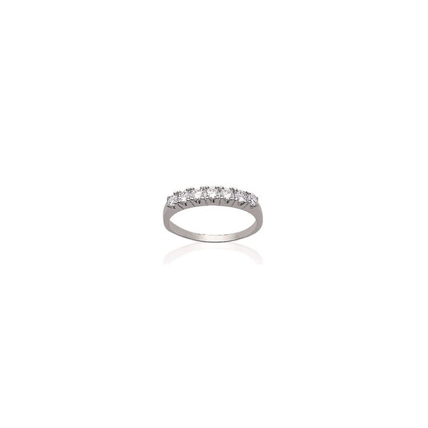 Bague demi alliance en argent 925/000 rhodié sertie d'oxydes de zirconium blancs