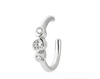 Bague d'oreille Boucle Non piercing Boucle cartilage sans trou Argent 925 Rhodié + OZ