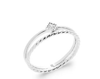 Bague Double Rangs Trèfle Argent 925 Rhodié