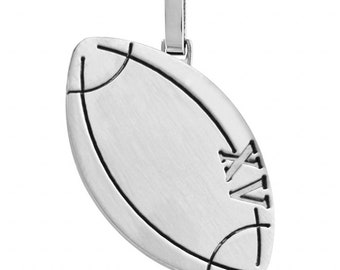 Pendentif BALLON DE RUGBY Acier Gravé Personnalisé