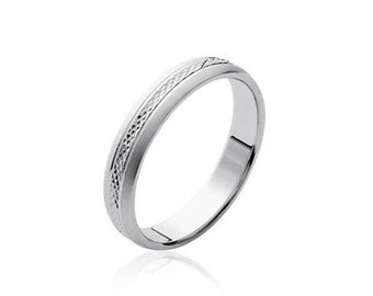 Alliance Homme Chic Argent 925 rhodié - Bague Homme élégante en argent pour mariage, fiançailles - Bague centre fantaisie