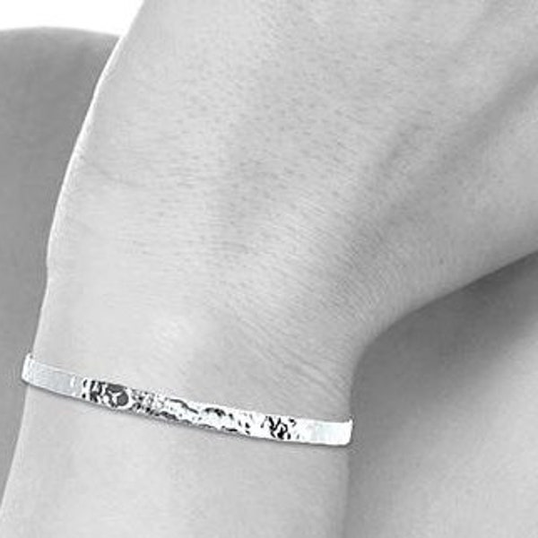 Bracelet Jonc Ruban Martelé - Argent 925 Rhodié