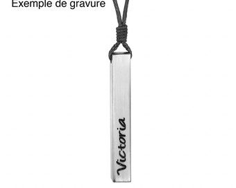 Collier Pendentif Acier Tube à Graver