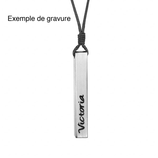 Collier Pendentif Acier Tube à Graver