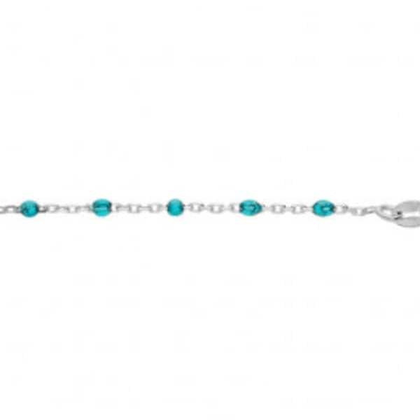 Bracelet Argent 925 et Perles Résine Bleu Transparent