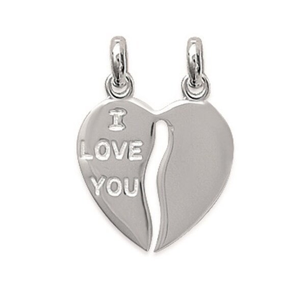 Pendentif Coeur sécable I Love You argent 925 Rhodié