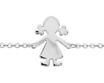 Bracelet Silhouette fille Personnalisable Argent 925