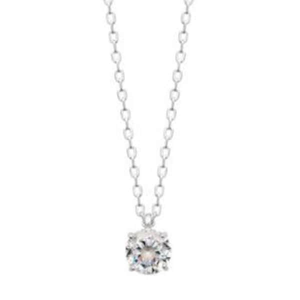 Collier argent 925 rhodié avec oxyde de zirconium solitaire 4 griffes