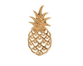 Pendentif ananas Plaqué or - Médaille Ananas - Pendentif été plaqué or 18 carats - Pendentif fun été doré