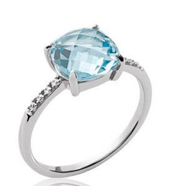 Bague Tendance Argent et Pierre d'imitation bleue