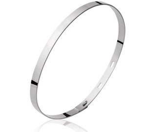 Bracelet Jonc Personnalisé Argent 925 Rhodié - Bracelet ruban gravé pour femme - Bracelet personnalisé femme - Bracelet gravé femme