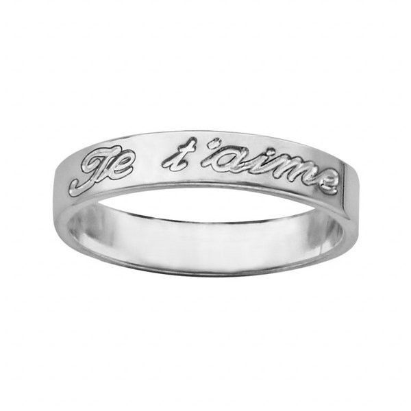 Alliance Bague Femme Je t'aime Gravure Gravée Personnalisée