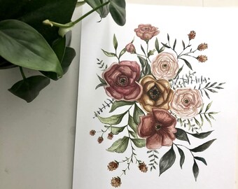 Abundance/Watercolor Floral/Warm earth tones