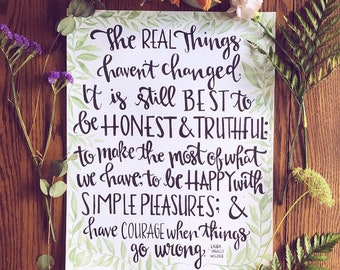 The Real Things in Life// Laura Ingalls Wilder Quote