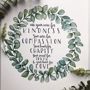 Euchalyptus Wreath with &quot;Use Your Voice for Kindness&quot; Truth Quote