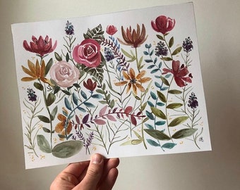 Watercolor “Violet’s Wildflower Garden” Print