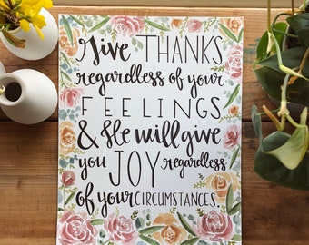 Give Thanks//Watercolor Floral Print