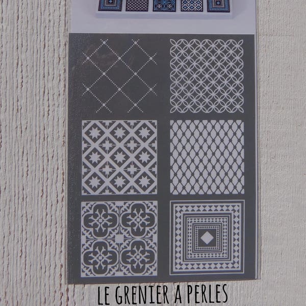 Pochoir Pâte Polymère " CARREAUX CIMENT " Silk Screen * Ecran de sérigraphie Graine Créative