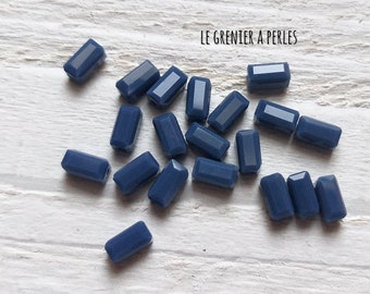 20 Rectangular Beads 7 x 3 mm Grey Blue