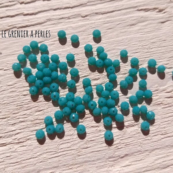 50 Perles Abacus 3 mm Turquoise Opal